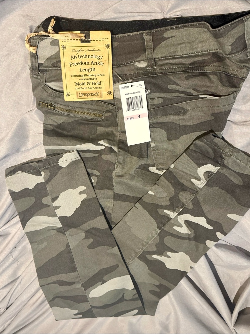 😎 Democracy Ab solution technology gray grey black twill jeans camo HTF 6 NWT